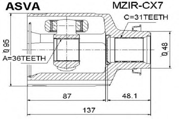 ASVA MZIR-CX7 Joint Kit, drive shaft